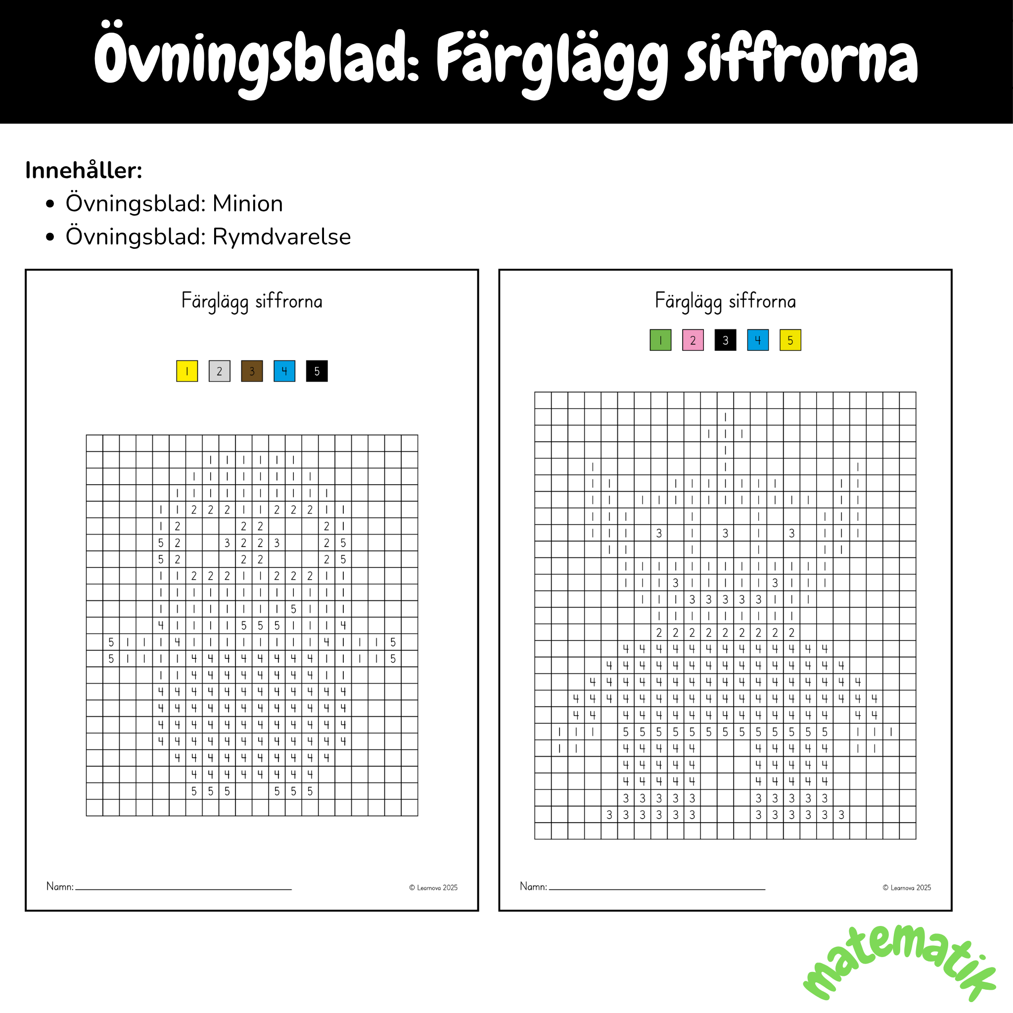 Övningsblad - Färglägg siffrorna och få fram figuren