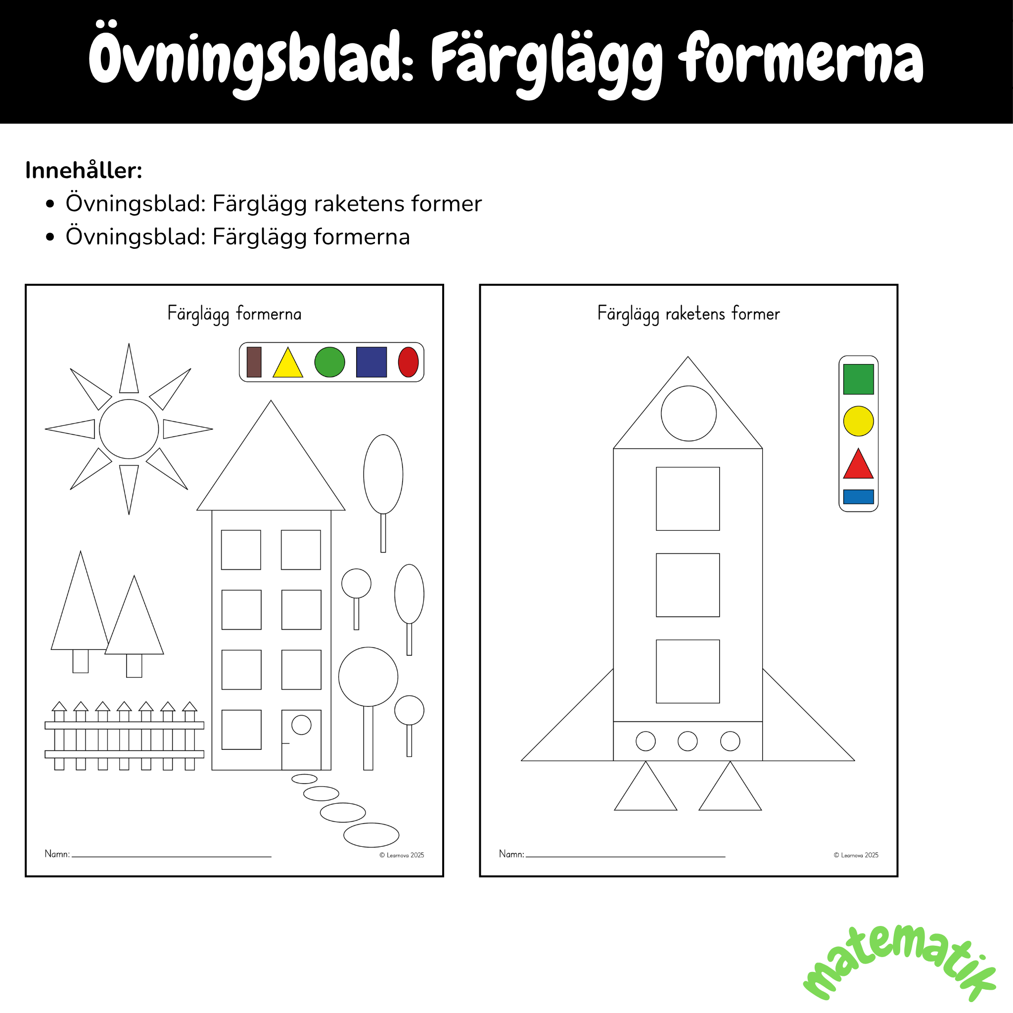 Övningsblad - Färglägg de geometriska formerna