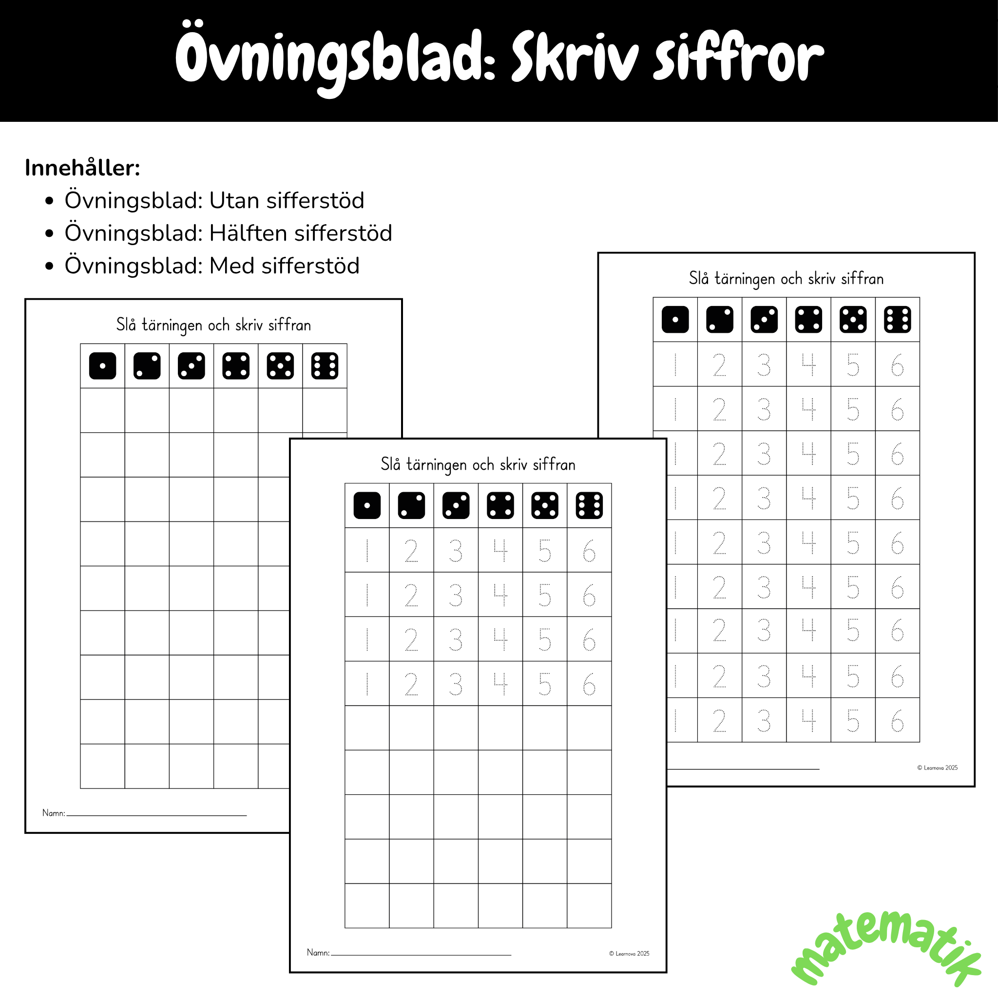 Slå tärningen och skriv siffran