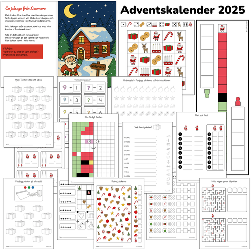 Adventskalender med 15 aktiviteter + brev från Tomten + lektionsförslag
