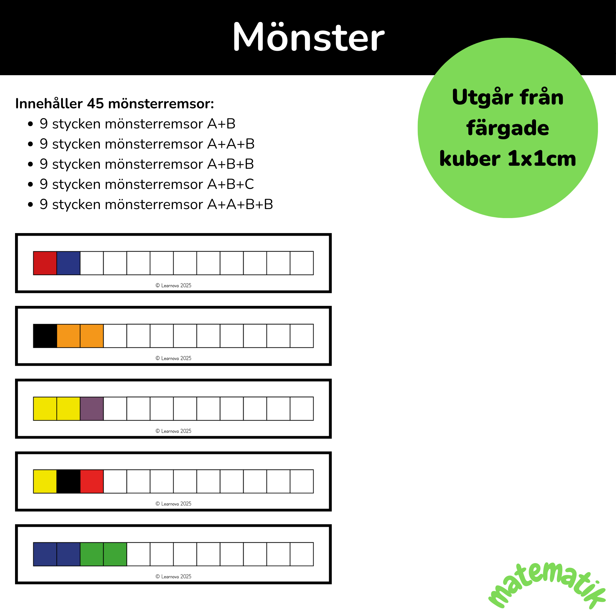 Mönsterremsor för kuber 1x1 centimeter