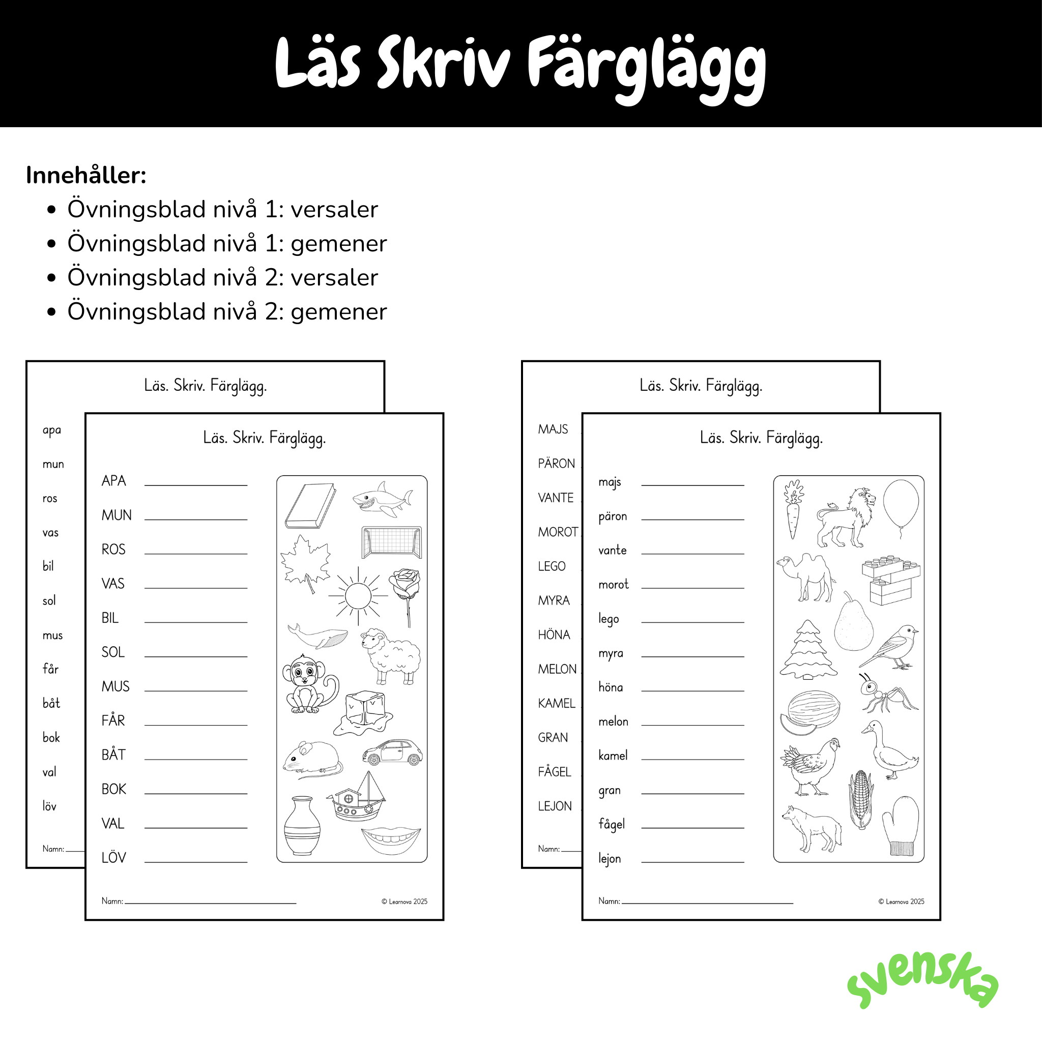 Övningsblad - Läs Skriv Färglägg