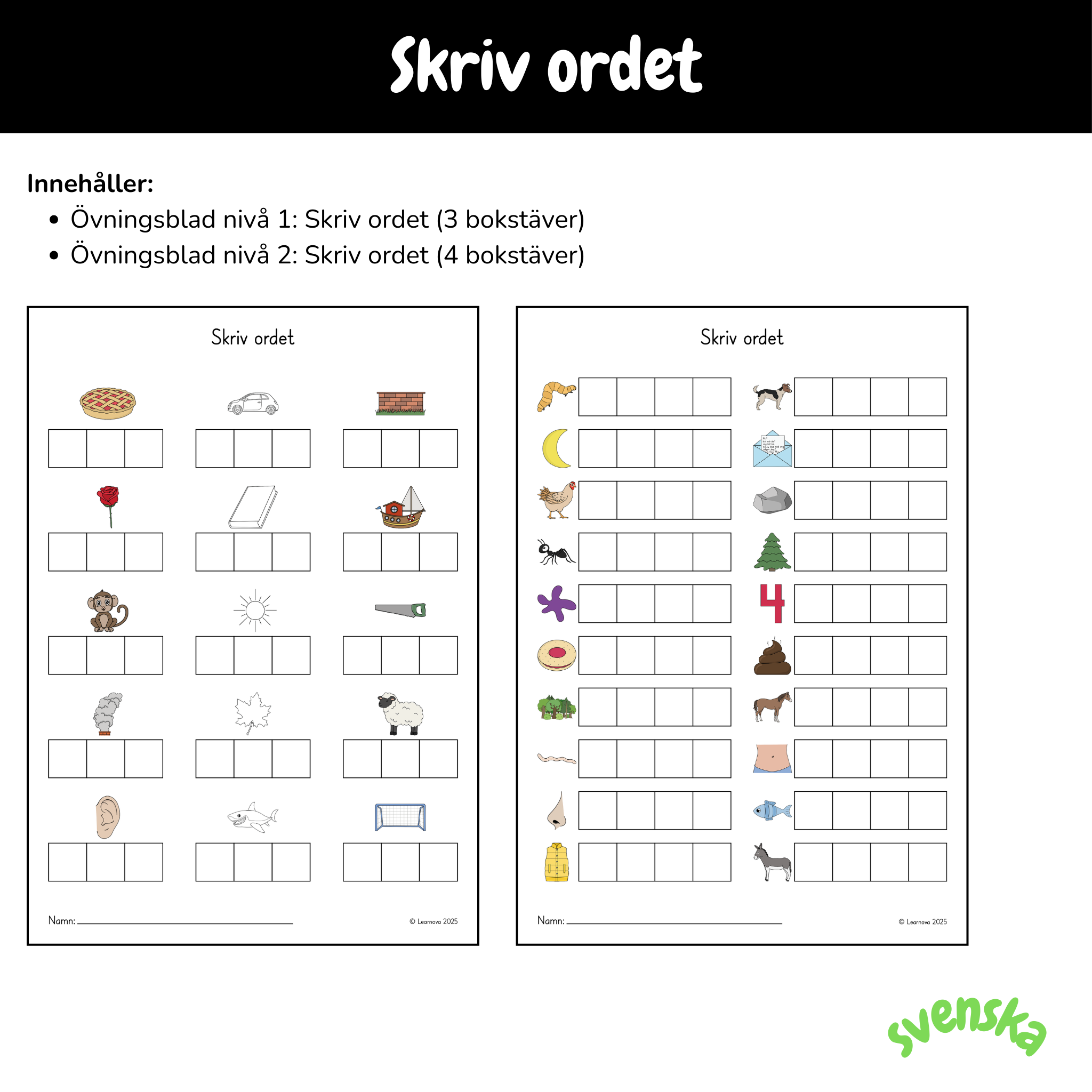 Övningsblad - Skriv ordet