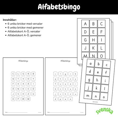 Alfabetsbingo - Koppling versal och gemen