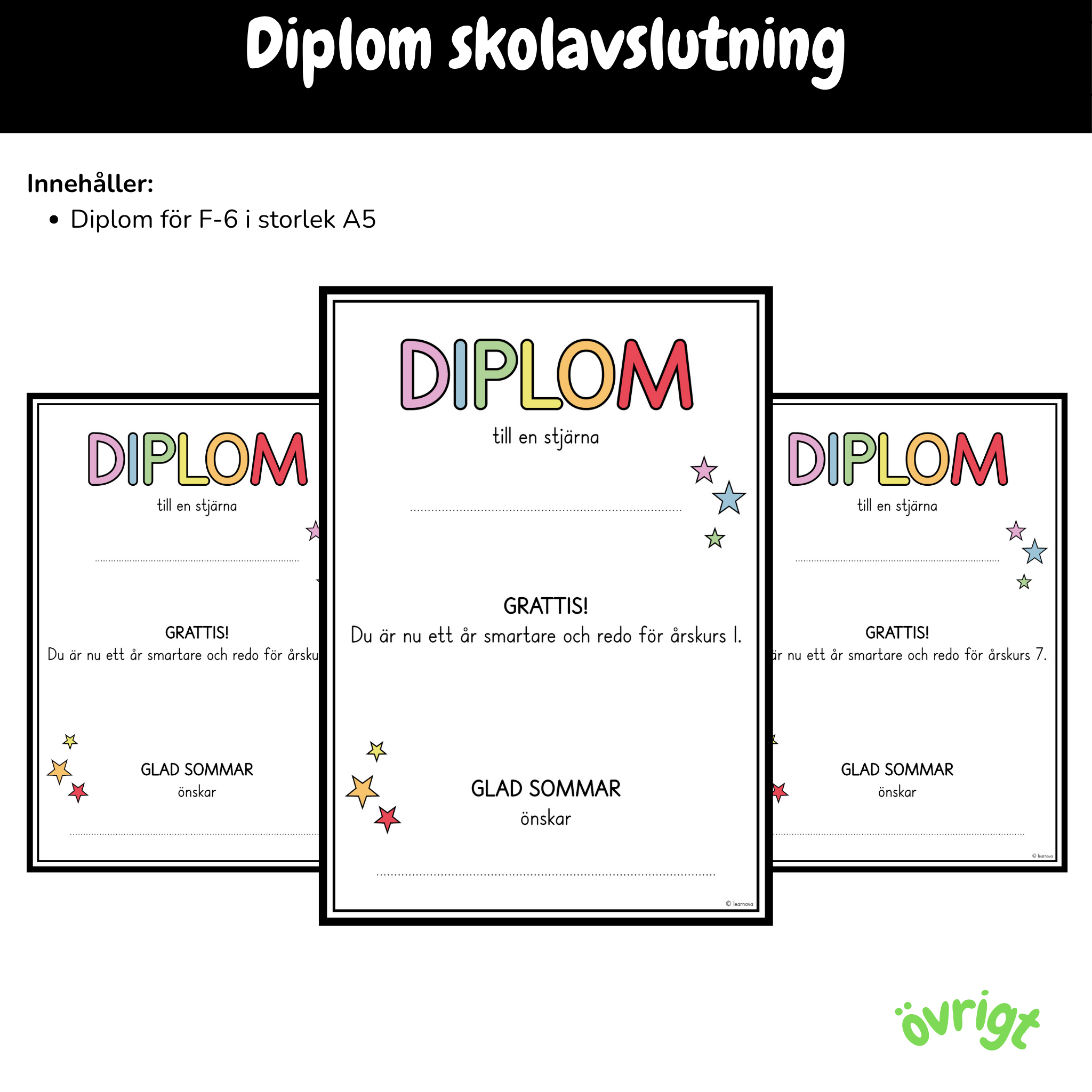 Diplom till skolavslutningen