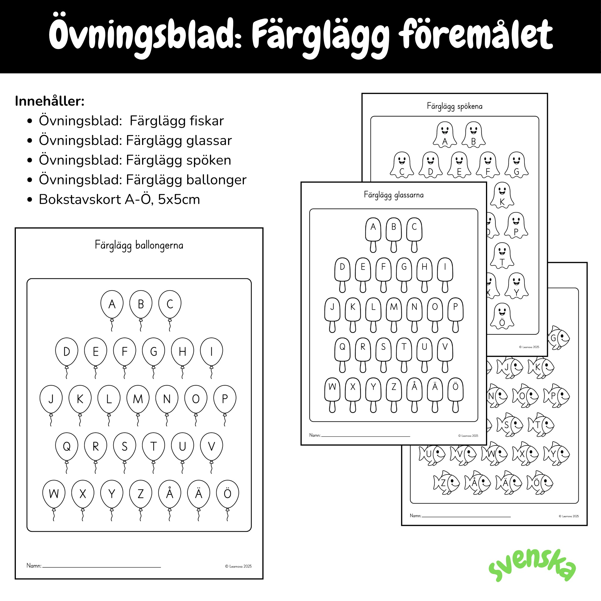 Färglägg föremålet i samma färg som bokstavskortet