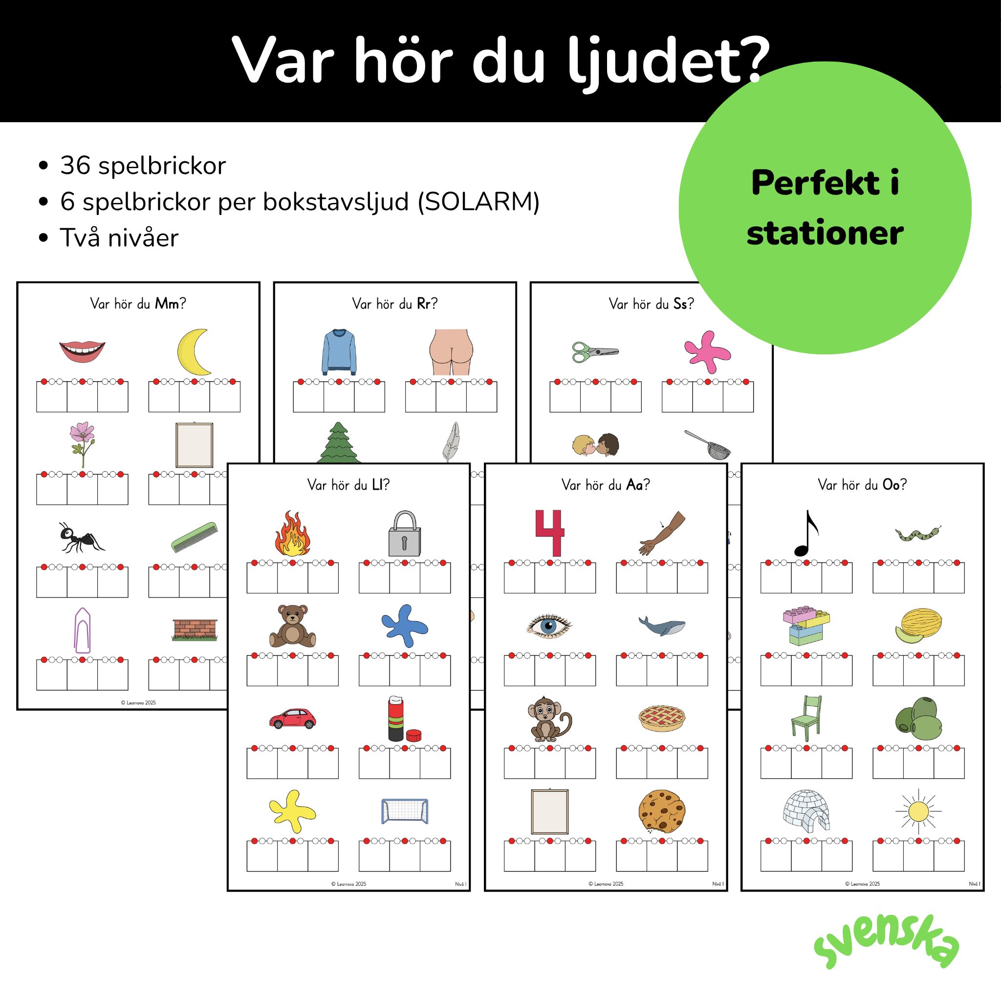 Var hör du ljudet (SOLARM) - Spelbrickor